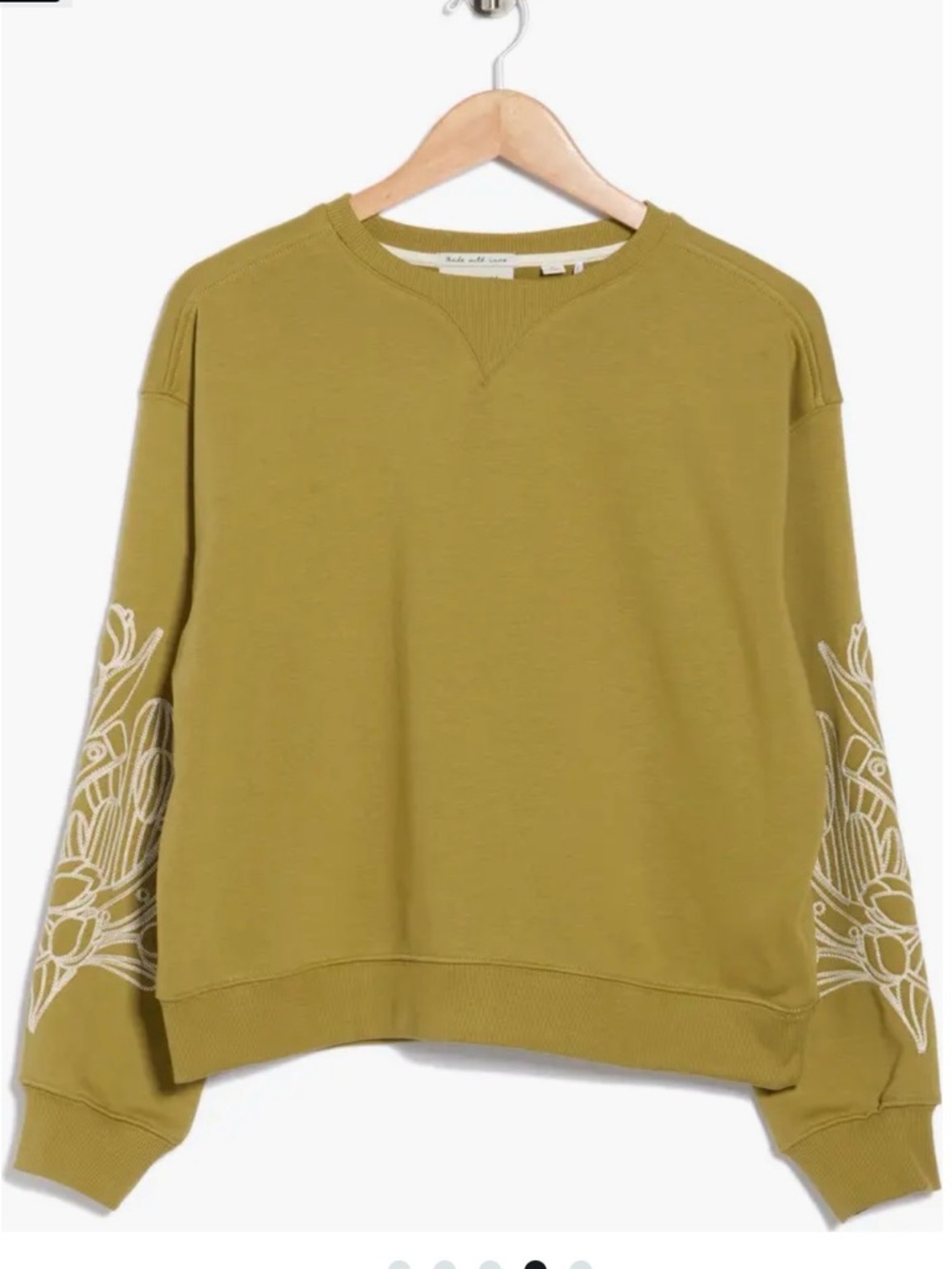 Scotch and Soda Olive Green Floral-Sleeve embroidered Women's Sweatshirt Sz Med